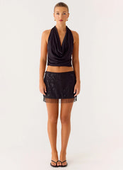 Overload Beaded Mini Skirt - Black