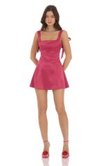 Back Bows Dress in Magenta