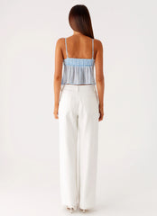 Glynne Frill Top - Baby Blue