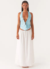 Rio Dreams Cowl Neck Halter Top - Turquoise