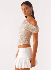 All Star Off Shoulder Top - Silver