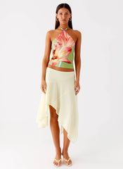 Loreta Beaded Tie Back Top - Jungle Floral