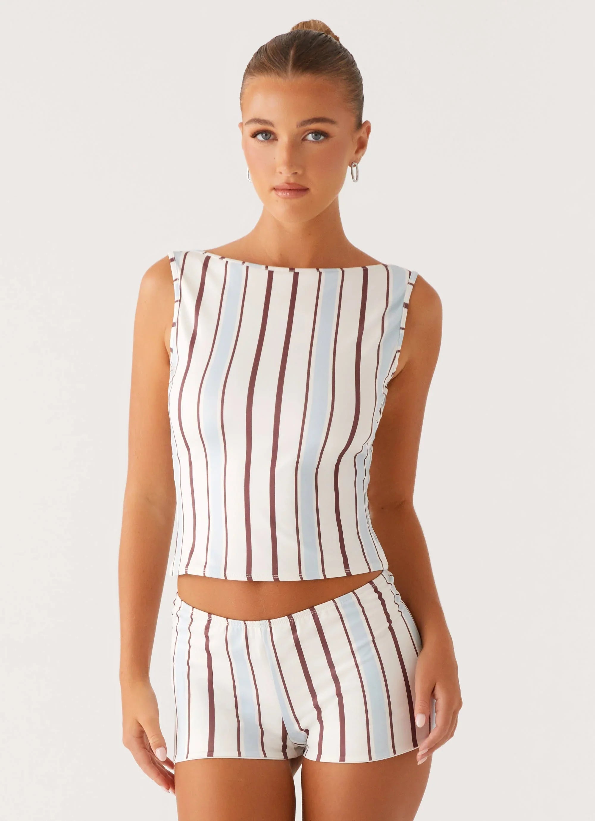 Sun's Out Low Rise Mini Shorts - Blue Stripe