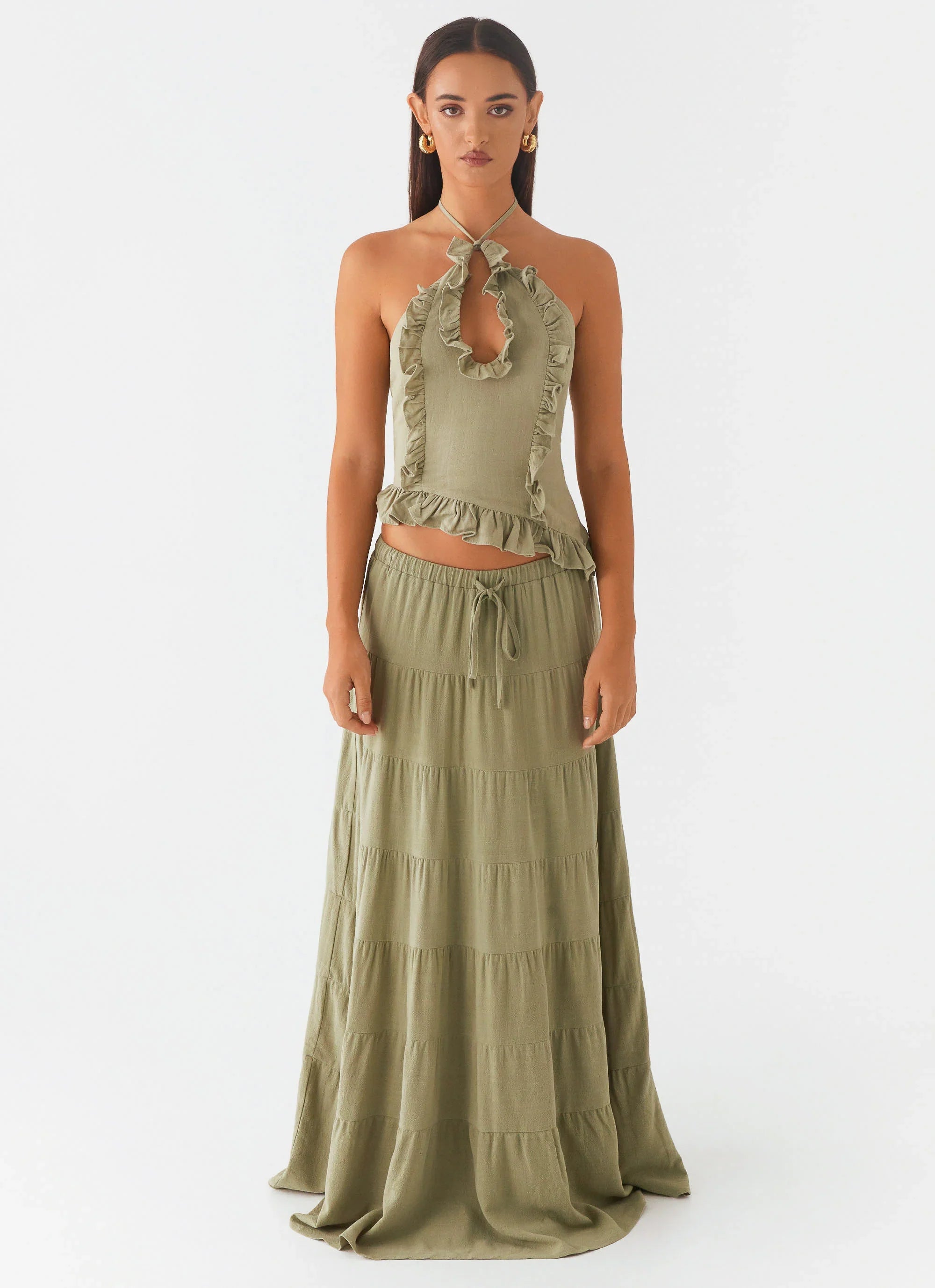 Mariella Linen Top - Sage