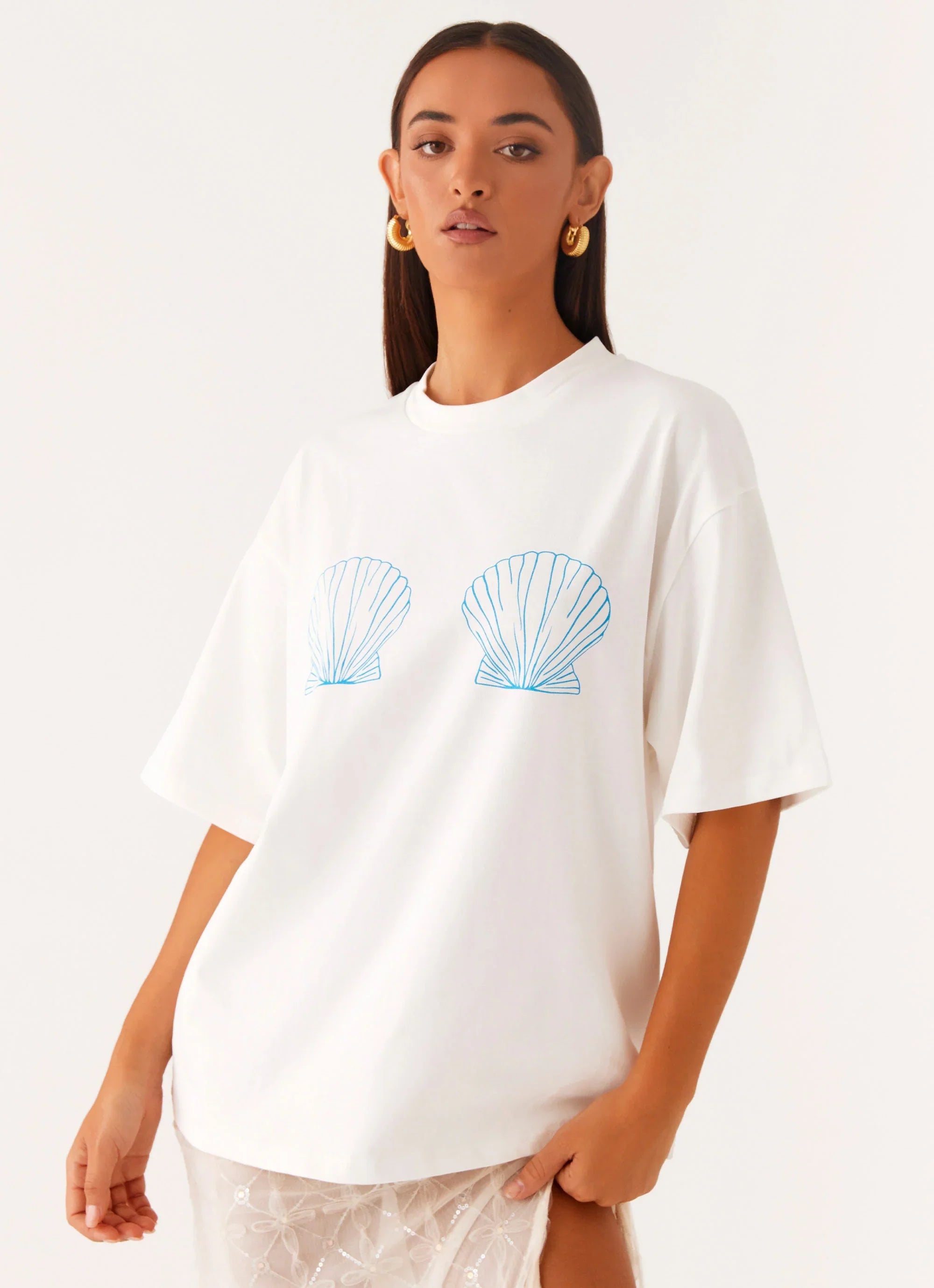 Born To Have Fun Oversized Graphic Tee - Blue Shell