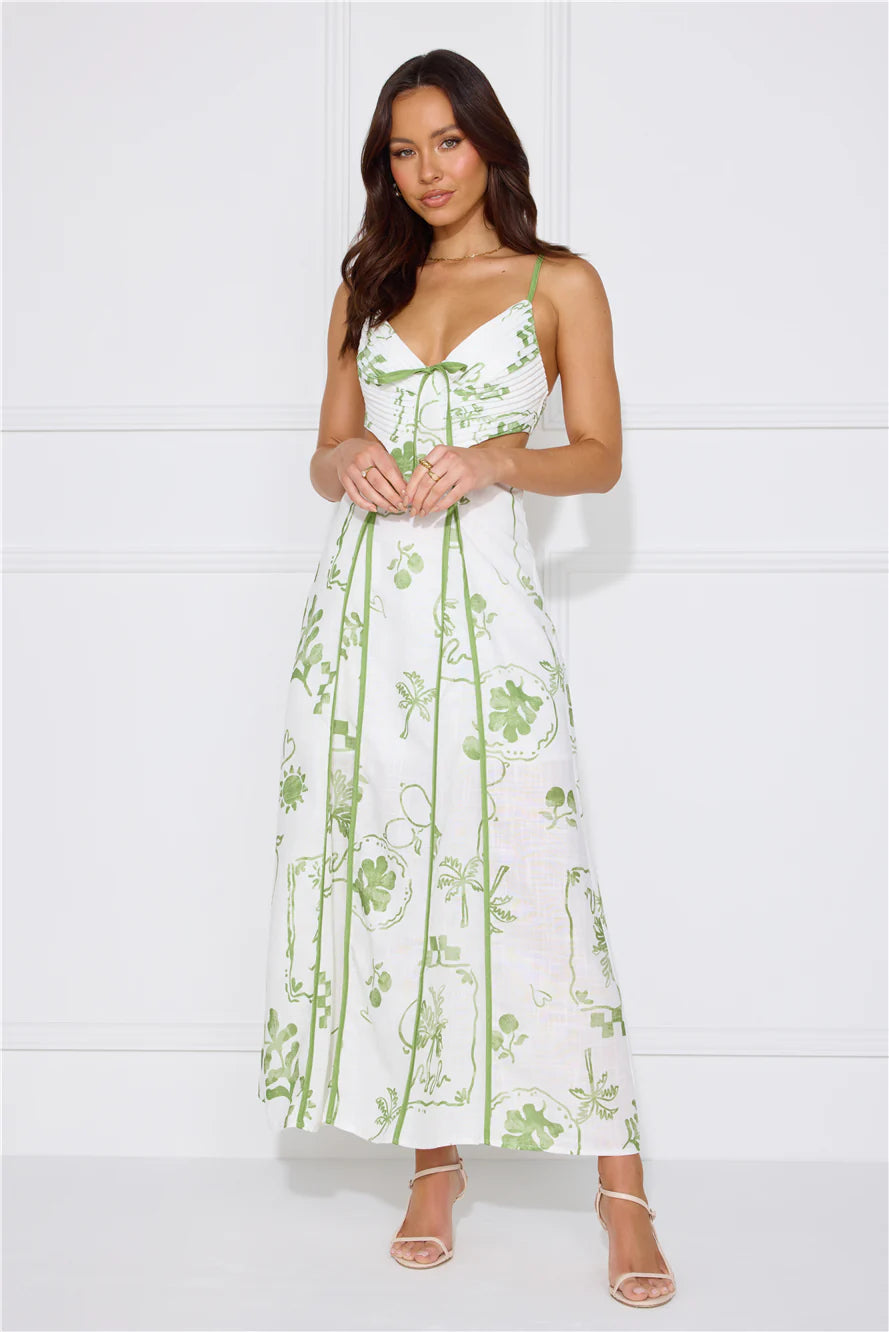 Summer Garden Maxi Dress Green