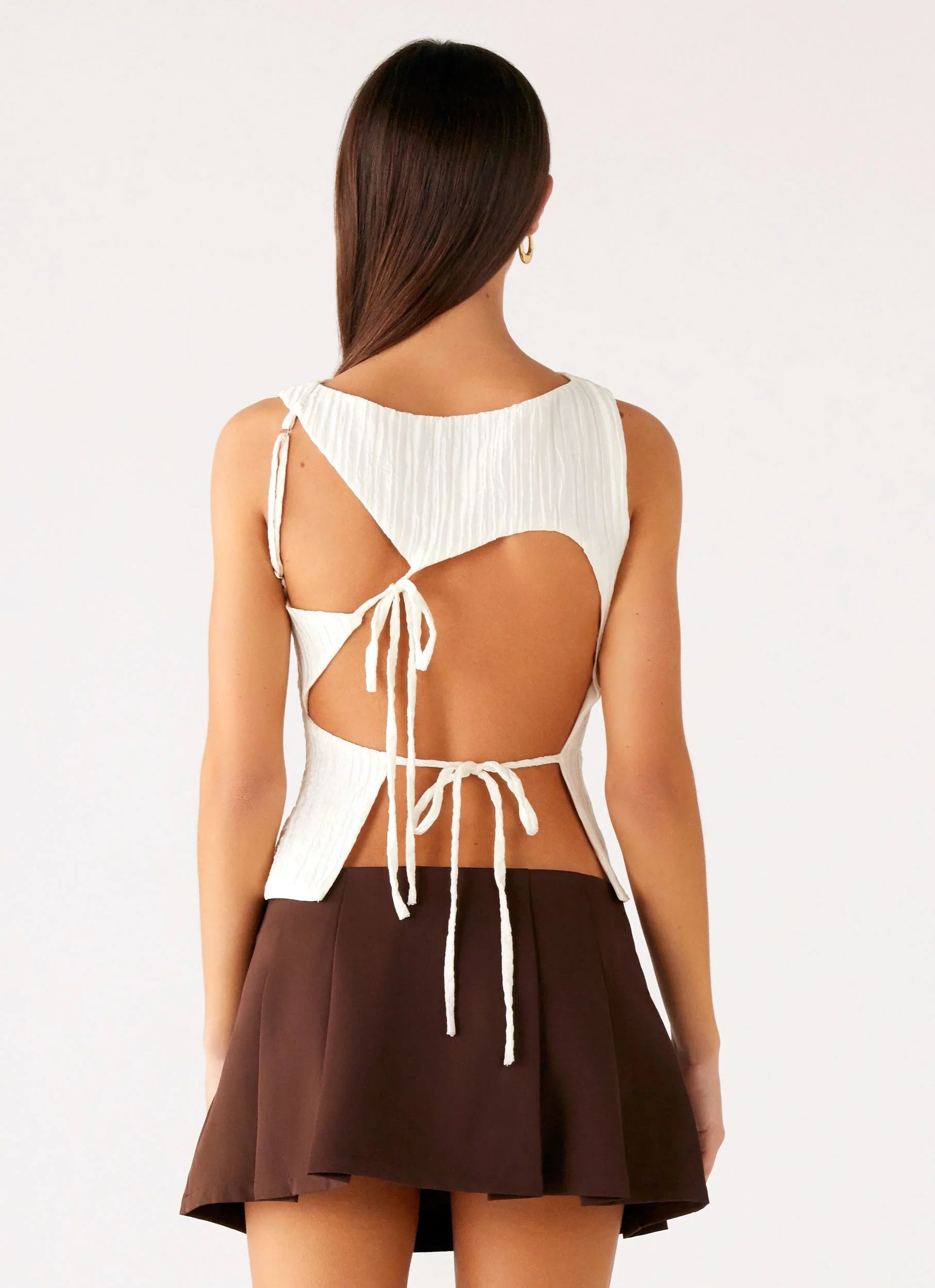 Cypriana Tie Back Top - White