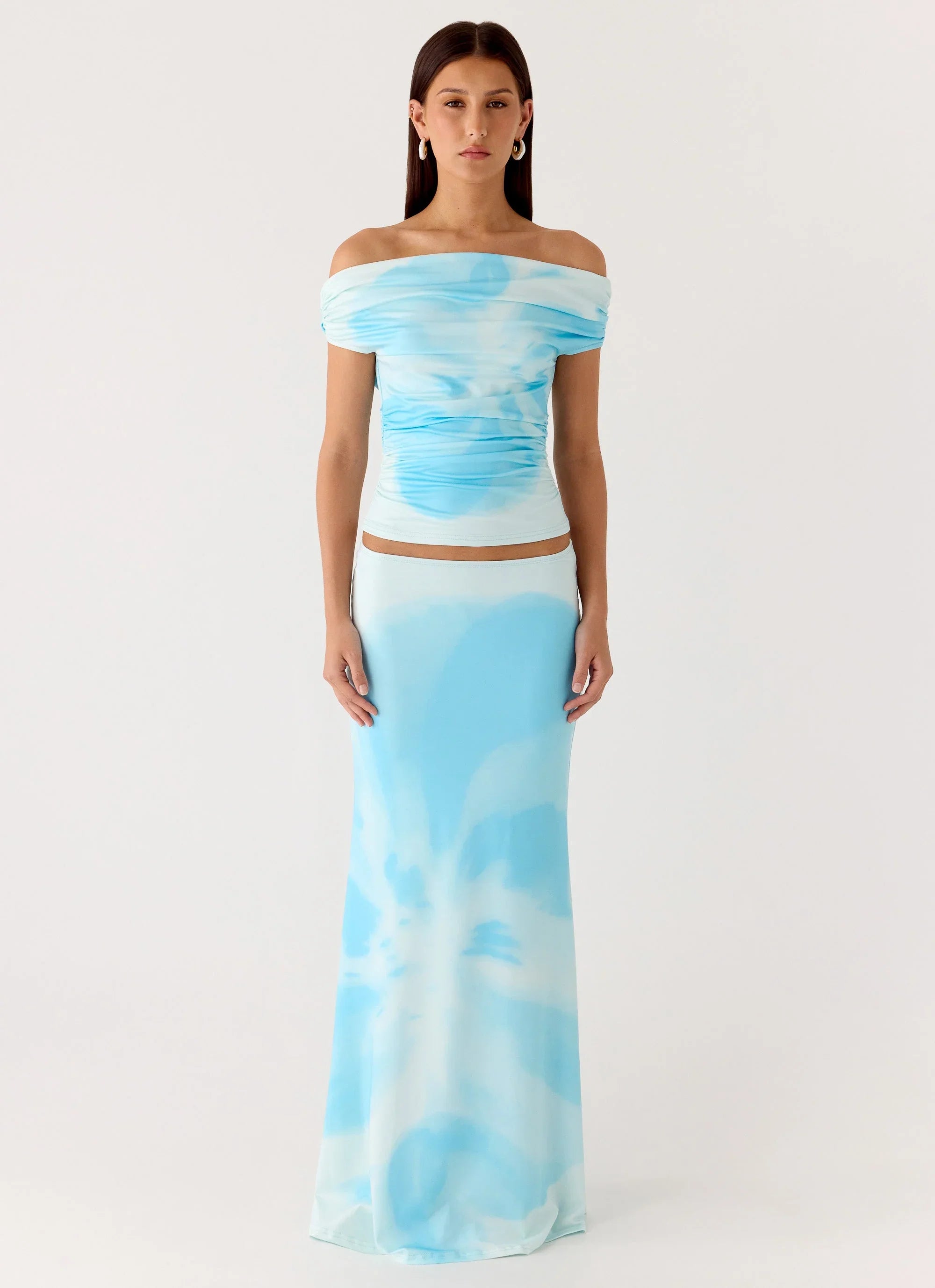 Moka Off Shoulder Top - Blooming Blue