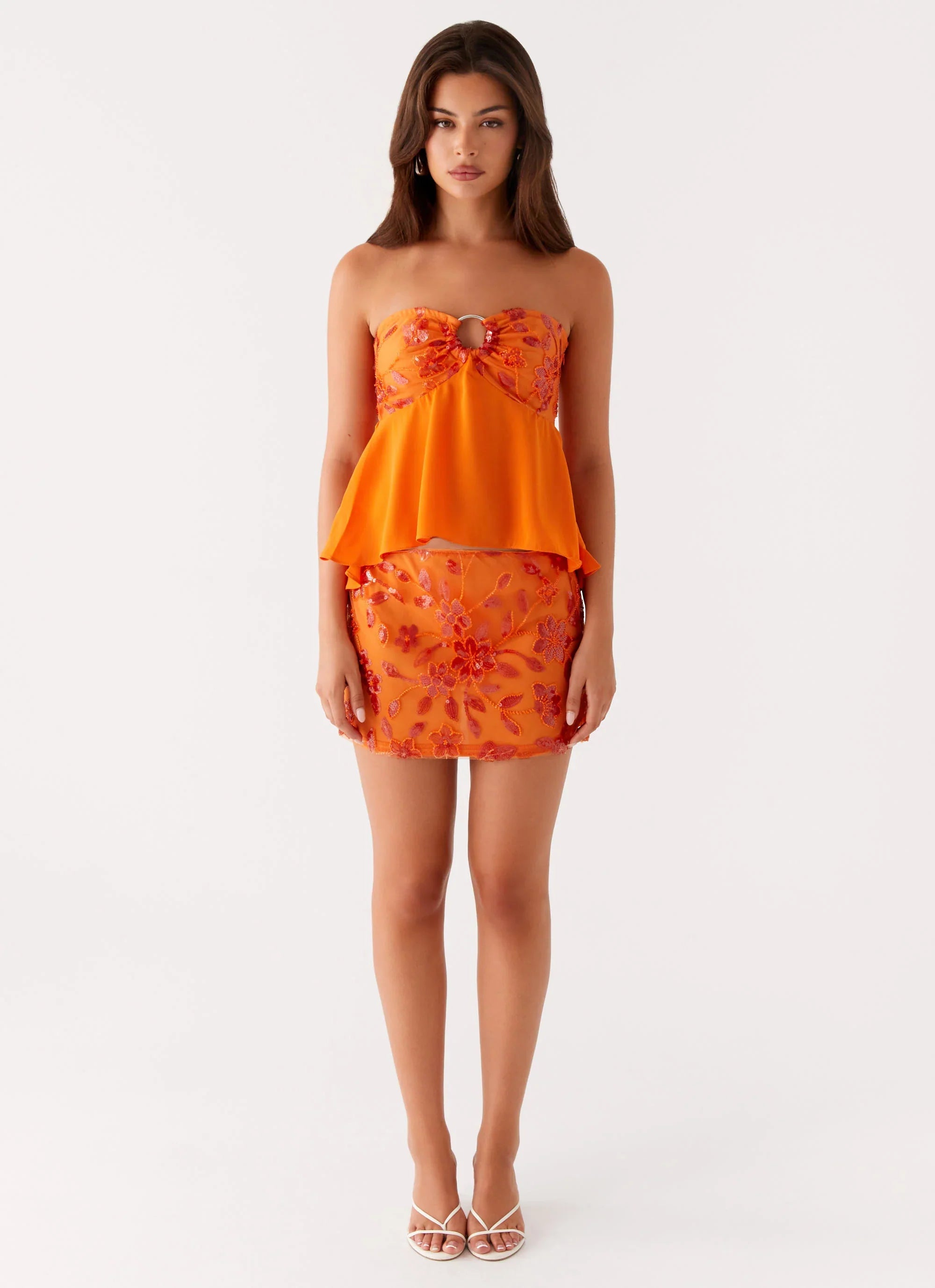 Kenya Beaded Halter Top - Orange