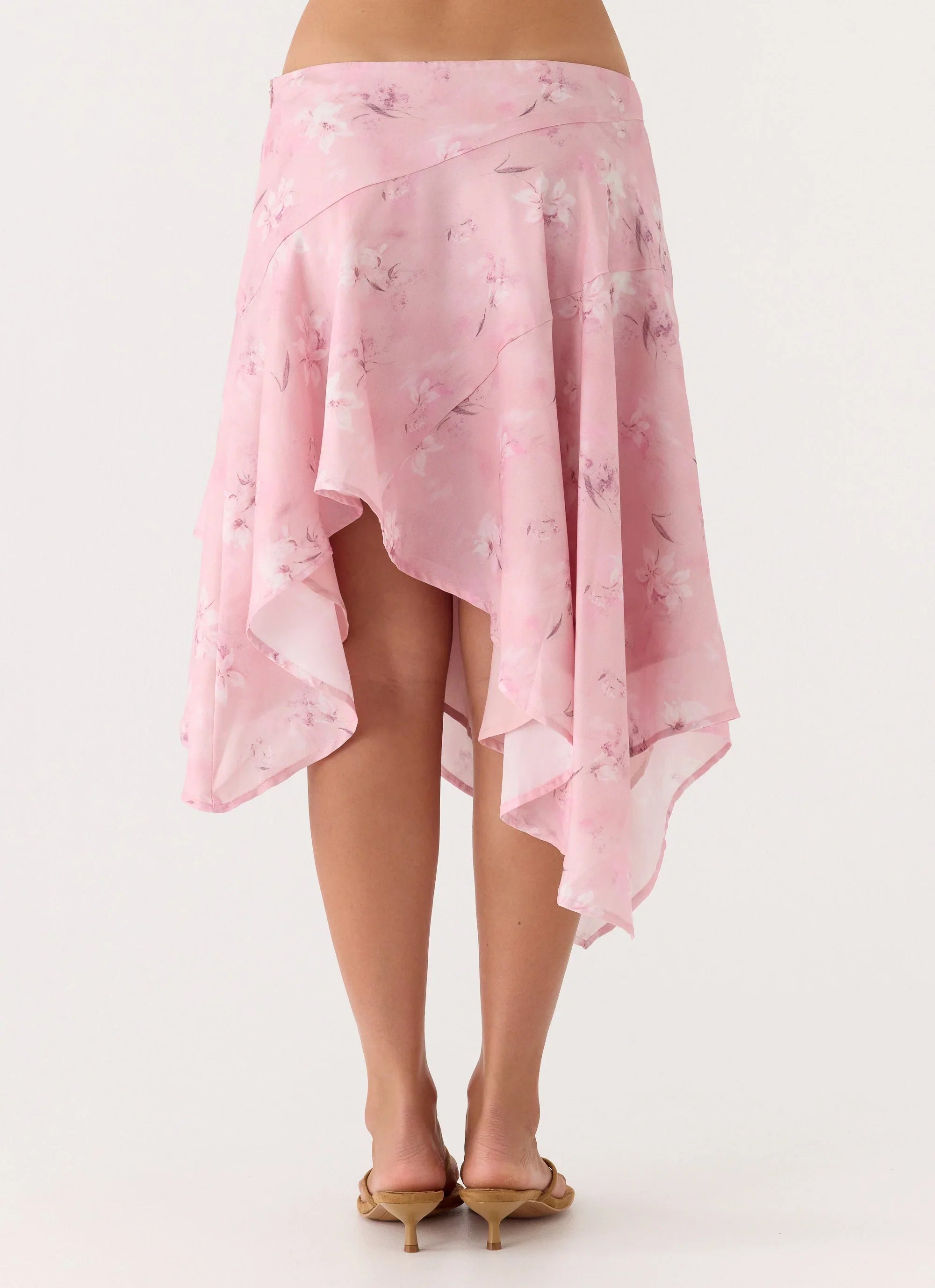 Kia Low Rise Asymmetrical Midi Skirt - Vintage Floral