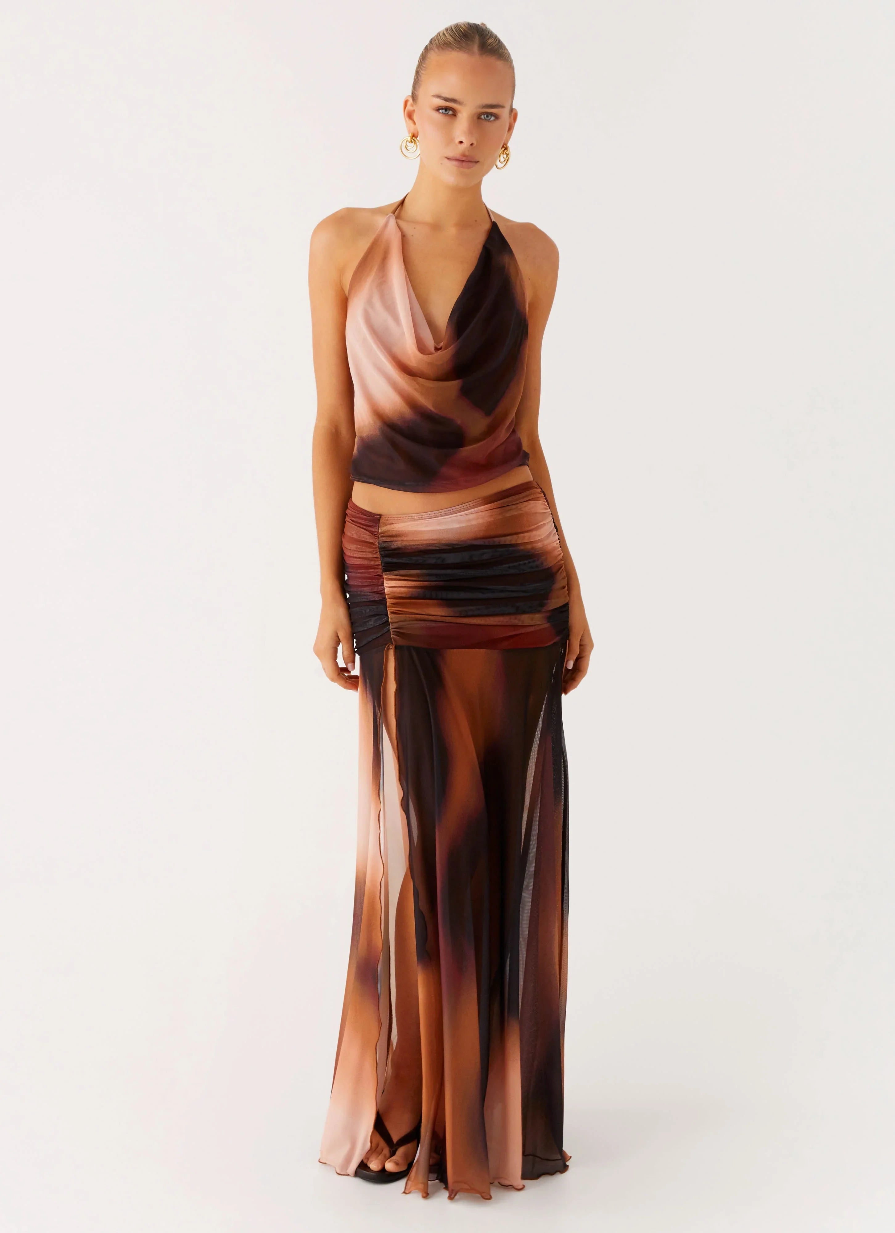 Stargazer Mesh Maxi Skirt - Black Gradient