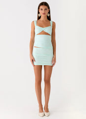 Lea Lace Mini Skirt - Blue